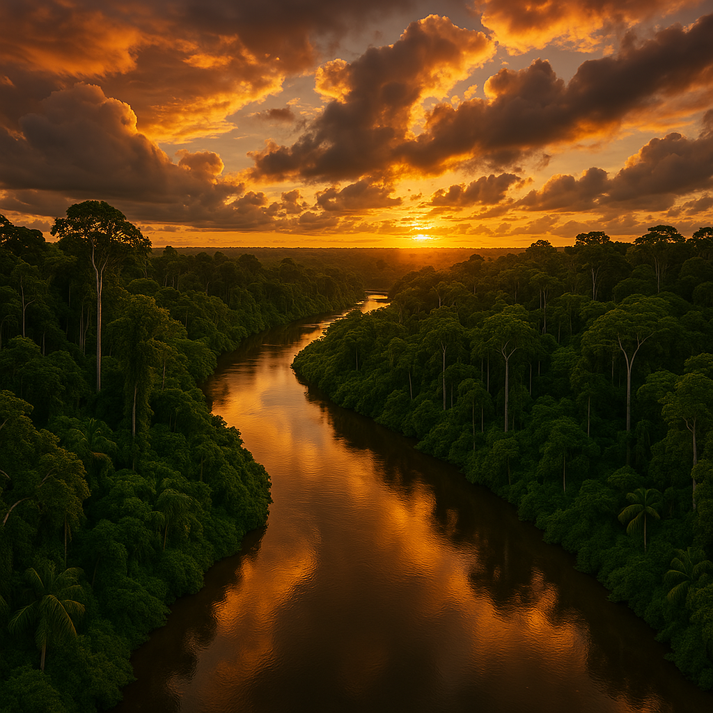 Rio e floresta